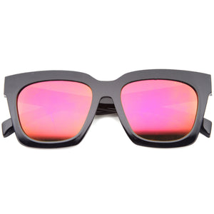 Oversize Horned Rim Mirror Lens Sunglasses