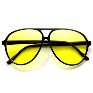 1980's Plastic Aviator Yellow Driving Lens Sunglasses